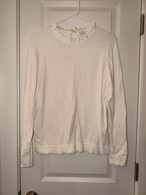 J. Crew Cream Ruffle-Neck Long-Sleeve Sweatshirt